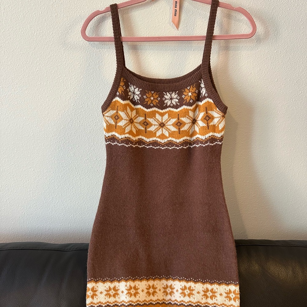 GEOMETRIC PRINT STRIPED CARDIGAN & DRESS (SET) - Picture 4 of 9